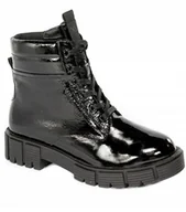 Botki damskie - BOTKI CAPRICE 9-25252 CZARNE TRAPERY WORKERY SKÓRA LAKIEROWANA MODNE R.38 - miniaturka - grafika 1