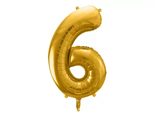 PartyDeco Balon foliowy, cyfra 6, złoty, 86 cm - Balony i akcesoria - miniaturka - grafika 1