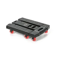 Wózki magazynowe - Platfroma transportowa rozkładana, 6 kół, czarna - miniaturka - grafika 1