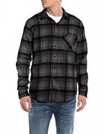 Koszule męskie - Replay Koszula męska regular fit, 050 Dk Grey/Black/Red/Lt Grey, 3XL - miniaturka - grafika 1
