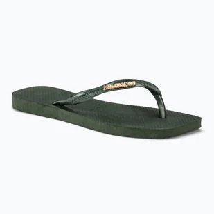 Japonki damskie Havaianas Square Logo Metallic green olive - Klapki i japonki damskie - miniaturka - grafika 1