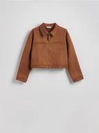 Kurtki damskie - Reserved - Kurtka z imitacji zamszu - beżowy - miniaturka - grafika 1