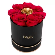 Sztuczne kwiaty - Flowerbox Infinity Rose Golden Czerwono - Złote Stabilizowane Wieczne Róże Na Prezent - miniaturka - grafika 1