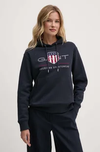 Gant bluza damska kolor granatowy z kapturem z aplikacją 4200276 - Bluzy damskie - miniaturka - grafika 1