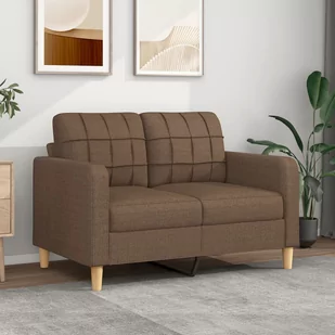 vidaXL Sofa 2-osobowa, brązowa, 120 cm, tapicerowana tkaniną - Sofy i kanapy - miniaturka - grafika 1
