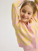 Swetry dla dziewczynek - Reserved - Wzorzysty kardigan z wiskozą - pastelowy róż - miniaturka - grafika 1