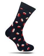 Skarpetki męskie - Ciemnogranatowe Modne Skarpetki -ALTIES- Męskie, w Czerwono-Białe Kółka - Alties - miniaturka - grafika 1