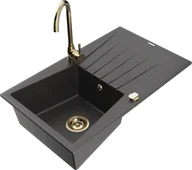 Zlewozmywaki z baterią - Mexen Cesar zlewozmywak granitowy 1-komorowy z ociekaczem i baterią kuchenną Telma, czarny nakrapiany - 6514-76-670200-50 - miniaturka - grafika 1