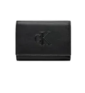 Portfele - Calvin Klein Jeans Damskie portfele rzeźbione średnie potrójne LV04K1078G, czarne (czarne), jeden rozmiar, czarny (czarny), Rozmiar Uniwersalny - miniaturka - grafika 1