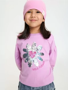 Swetry dla dziewczynek - Sinsay - Bluza z cekinami - fioletowy - grafika 1
