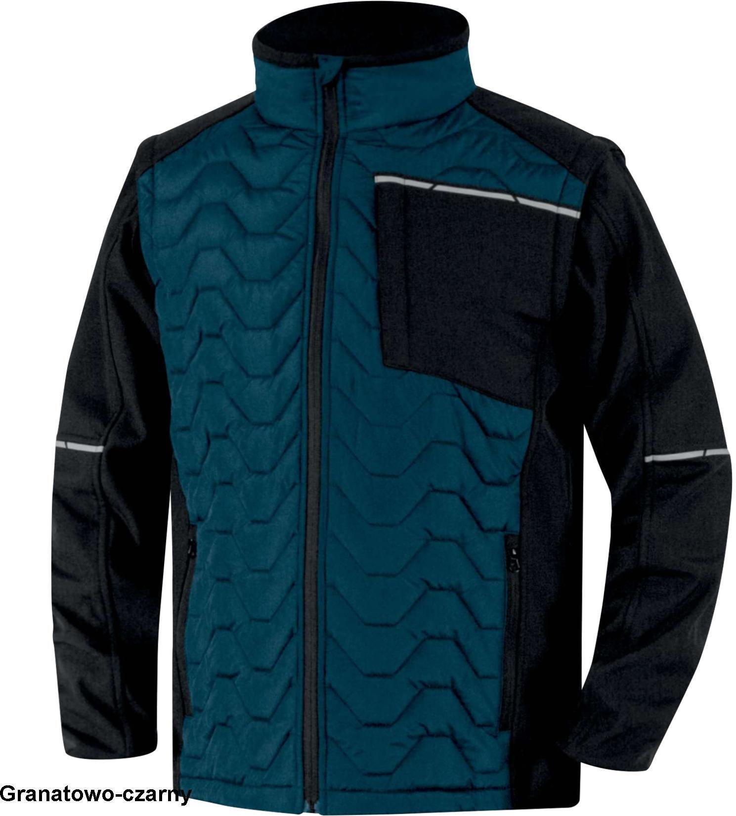 SOON - CIEPŁA KURTKA HYBRYDOWA 2 W 1 Z PIKOWANYM KORPUSEM Z LEKKIEGO POLIESTRU PONGEE Z RECYKLINGU I ODPINANYMI RĘKAWAMI - Ciemnoszary-czarny 3XL