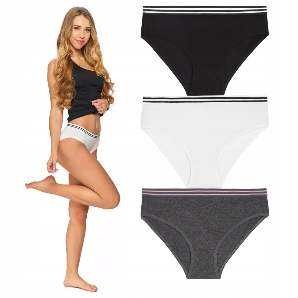 3X Klasyczne Figi Damskie Majtki Moraj Bawełniane 3-Pak -Xxl