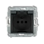 Gniazdka elektryczne - Karlik Gniazdo pojedyncze z uziemieniem IP44 grafit 28MGPB-1zdp - miniaturka - grafika 1