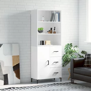 vidaXL Witrynka biała połysk 69,5x34x180 cm materiał drewnopochodny - Witryny - miniaturka - grafika 1