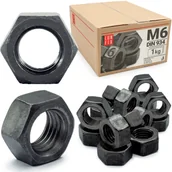 Śruby i nakrętki - Nakrętka sześciokątna M6 6-kątna metryczna DIN 934 czarna kl. 6 1kg - miniaturka - grafika 1