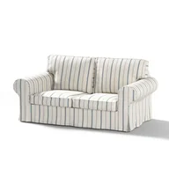 Pokrowce na meble - Dekoria Pokrowiec na sofę Ektorp 2-osobową nierozkładaną ecru tło niebieskie paski Sofa Ektorp 2-osobowa Avinon 611-129-66 - miniaturka - grafika 1