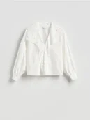 Bluzki damskie - Reserved - Bluzka z koronkowym kołnierzem - biały - miniaturka - grafika 1