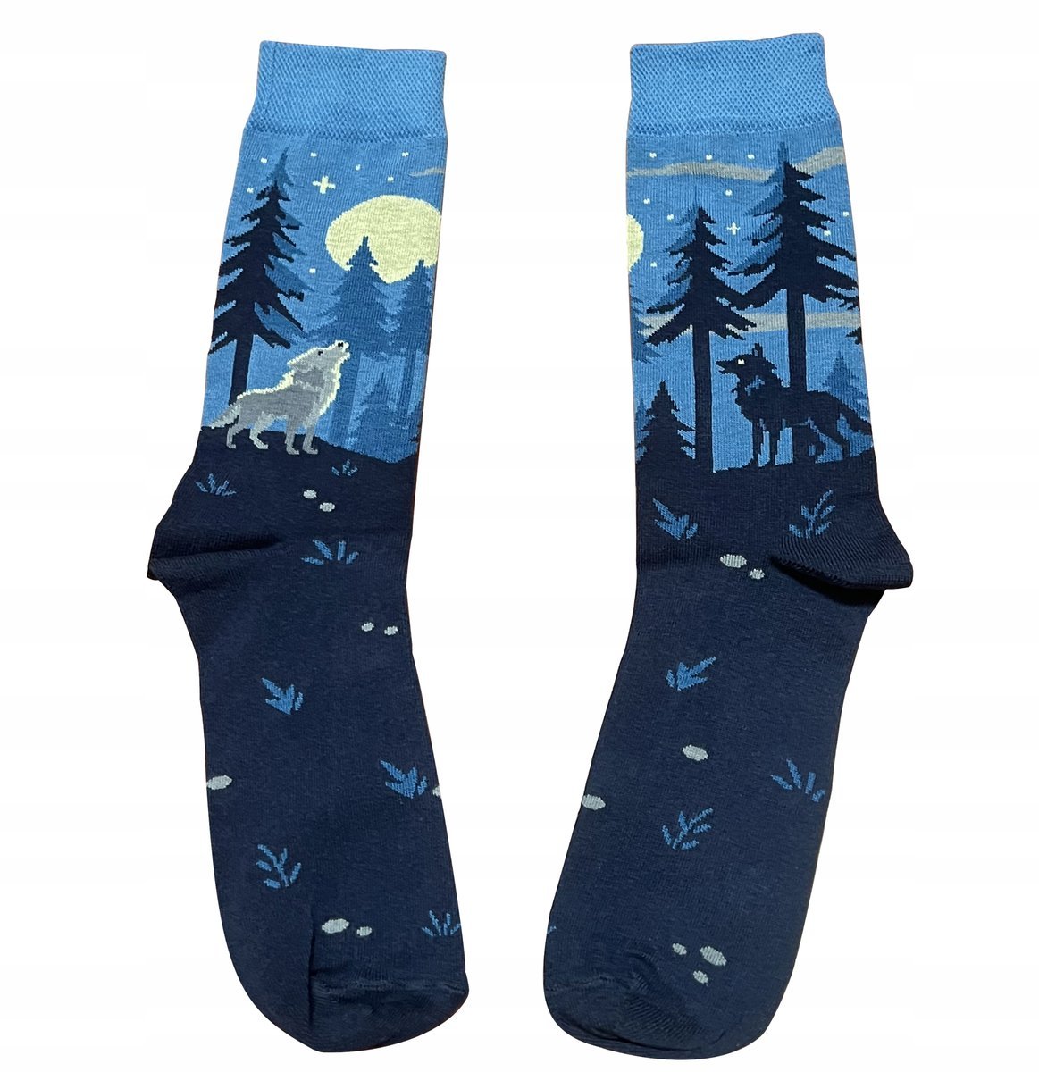 Kolorowe skarpetki w wilki 35-38 wilk skarpety z wilkami noc las