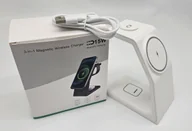 Ładowarki do telefonów - Ładowarka indukcyjna magnetyczna do IPHONE 13 14 15 16 APPLE iWATCH 3w1 15W biała - miniaturka - grafika 1