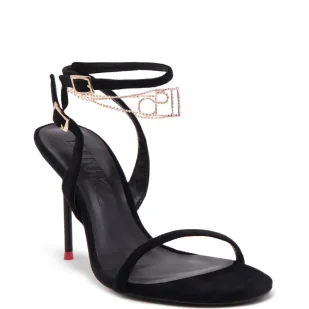 Pinko Sandały na szpilce IVES SANDALO VELLUTO+CAVIGLIER | z dodatkiem skóry - Sandały damskie - miniaturka - grafika 1