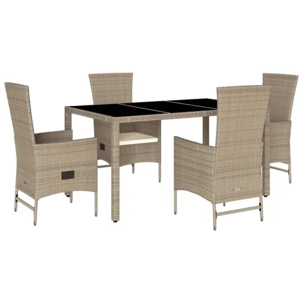 Zestaw Mebli Ogrodowych Rattan PE, Stół 150x90x75 cm, Fotele 58x62x108 cm