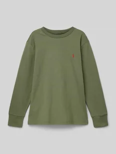 Bluzka z długim rękawem, okrągłym dekoltem i wyhaftowanym logo - Koszulki dla chłopców - miniaturka - grafika 1