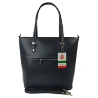 Torebki damskie - Włoska skórzana klasyczna torebka na ramię Vera Pelle ,format A4, Szara - Grafit VBZ66G - miniaturka - grafika 1