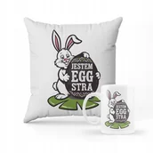 Gadżety dla niej i dla niego - ZESTAW PODUSZKA + KUBEK PREZENT NA WIELKANOC ZAJĄCZEK WIELKANOCNY #24 - miniaturka - grafika 1