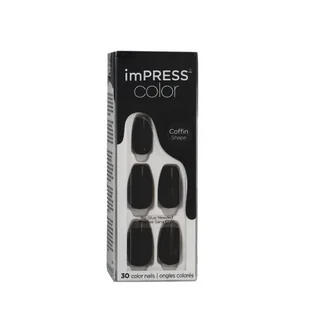 Kiss imPRESS Color Coffin Shape Sztuczne paznokcie 30 szt Odcień 512 All Black - Sztuczne paznokcie i akcesoria - miniaturka - grafika 1