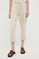 Spodnie damskie - Pepe Jeans spodnie JYNX damskie kolor beżowy fason cargo medium waist - miniaturka - grafika 1