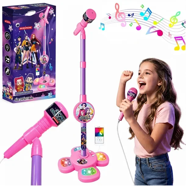 Mikrofon K-pop Na Statywie Karaoke Dla Dzieci Demon Hunters Led Mp3