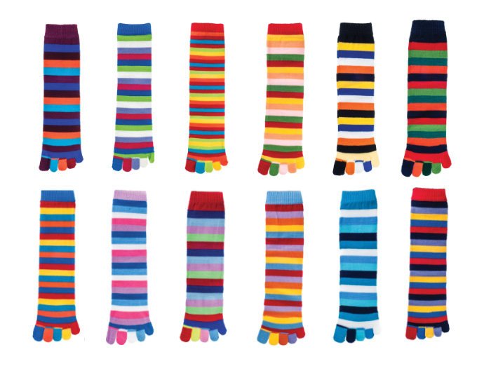 Zestaw 5 Par - Skarpetki Pięciopalczaste W Paski