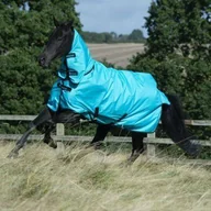 Derki dla konia - Bucas Derka siatkowa z kołnierzem FREEDOM - sweet blue - miniaturka - grafika 1