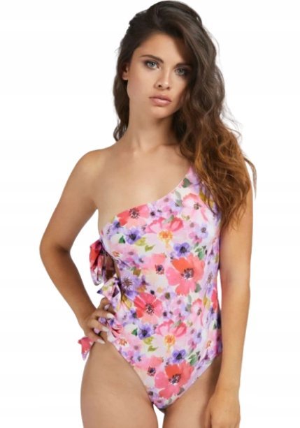 Guess Jednoczęściowy Strój Kąpielowy Kwiatowy na Jedno Ramiączko M Gxa