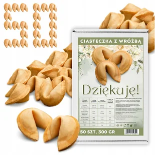 Chińskie Ciasteczka z Wróżbą Magia Przeznaczenia Ciasteczka Dziękuję 50 szt - Pieczywo chrupkie - miniaturka - grafika 1