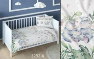 Pościel dla dzieci - Poszewka bawełniana 50x60 hipopotamy biała zielona dziecięca zapinana na suwak KARO Bawełna Max - miniaturka - grafika 1