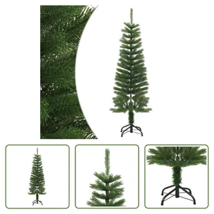 The Living Store Sztuczna choinka ze stojakiem Slim 120 cm PE - Choinki - miniaturka - grafika 1