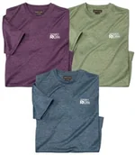 Koszulki męskie - Zestaw 3 koszulek z tkaniny flammé Sport Mężczyzna Atlas For Men - Kolor : Fioletowy - Rozmiar : L - miniaturka - grafika 1