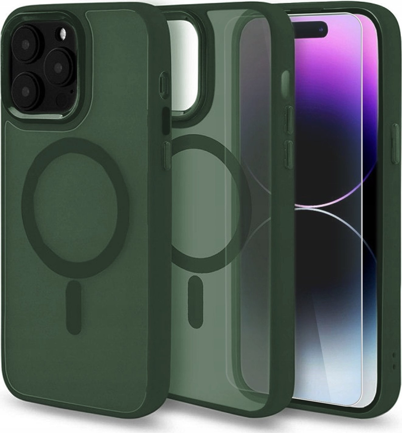 Hello Case Etui MagSafe do Apple iPhone 13 / 14 Zielone, Pancerne, Matowe SZKŁO 9H