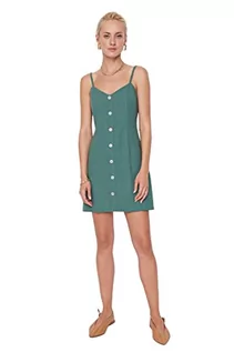 Sukienki - Trendyol Damska sukienka mini Shift, zielona, 38, ZIELONY, 64 - grafika 1