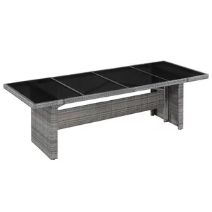 vidaXL Stół jadalniany do ogrodu, polirattan i szkło, 240x90x74 cm - Stoły ogrodowe - miniaturka - grafika 1