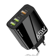 Ładowarki do telefonów - Ładowarka 5w1 PentaXPower USB, Type-C 65W GaN, QC 3.0, 2x Type-C PD Czarna - miniaturka - grafika 1