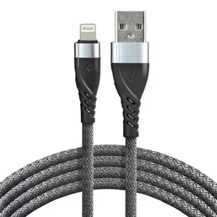 Kabel USB - Lightning EVERACTIVE 1m 2,4A pleciony szary (CBB-1IG) - Listwy zasilające - miniaturka - grafika 1
