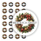 Akcesoria do pakowania - Świąteczne naklejki etykiety nalepki na święta Boże Narodzenie ma prezenty upominki paczki pod choinkę, arkusz 24 szt., drukant E-BN_09 - miniaturka - grafika 1