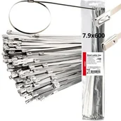 Inne mocowania - Opaski Zaciskowe Trytki Metalowe Stalowe 7,9X600MM 100SZT. Obejmy Opaska - miniaturka - grafika 1