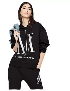 Armani Exchange A|X Damska bluza z kapturem Icon Project, czarna, XS, Schwarz, XS - Bluzy damskie - miniaturka - grafika 1