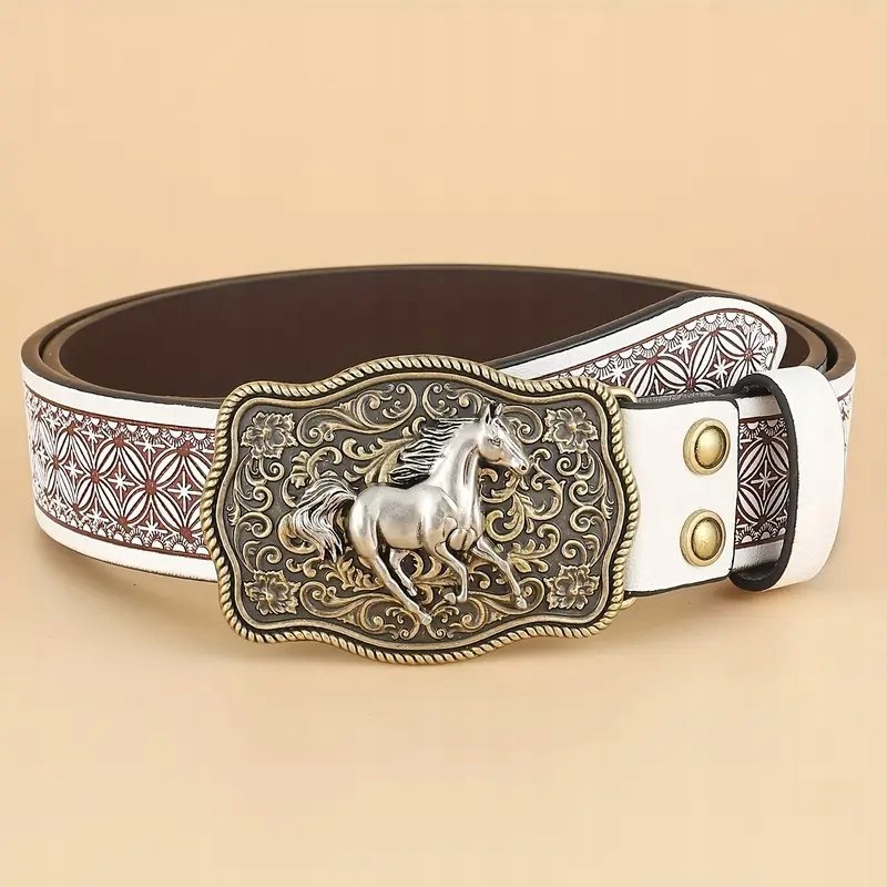 Pas pasek kowbojski western KOŃ biały retro vintage cosplay kostium 120 cm