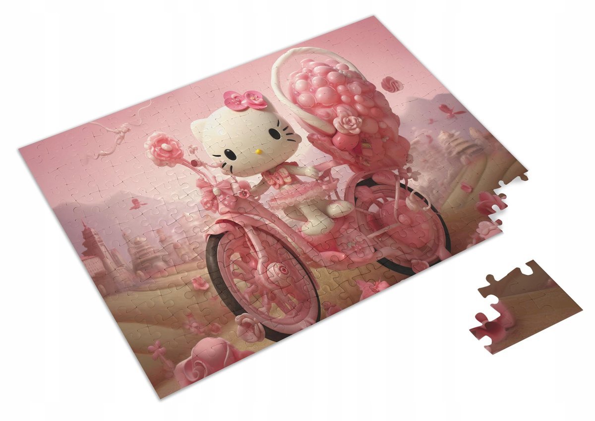 PUZZLE Różowe Hello Kitty + IMIĘ Pudełko 120 el.