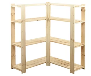 Maxi Regał Narożny Drewniany 115X85X30 Cm 4 Półki Ażurowe Surowy Drewno Sosnowe Naturalny Maxi-3Za+ / Wamar-Sosenka - Regały - miniaturka - grafika 1