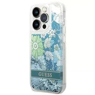 Guess Etui GUHCP14XLFLSN do Apple iPhone 14 Pro Max 6,7" zielony/green hardcase Flower Liquid Glitter - Etui i futerały do telefonów - miniaturka - grafika 2